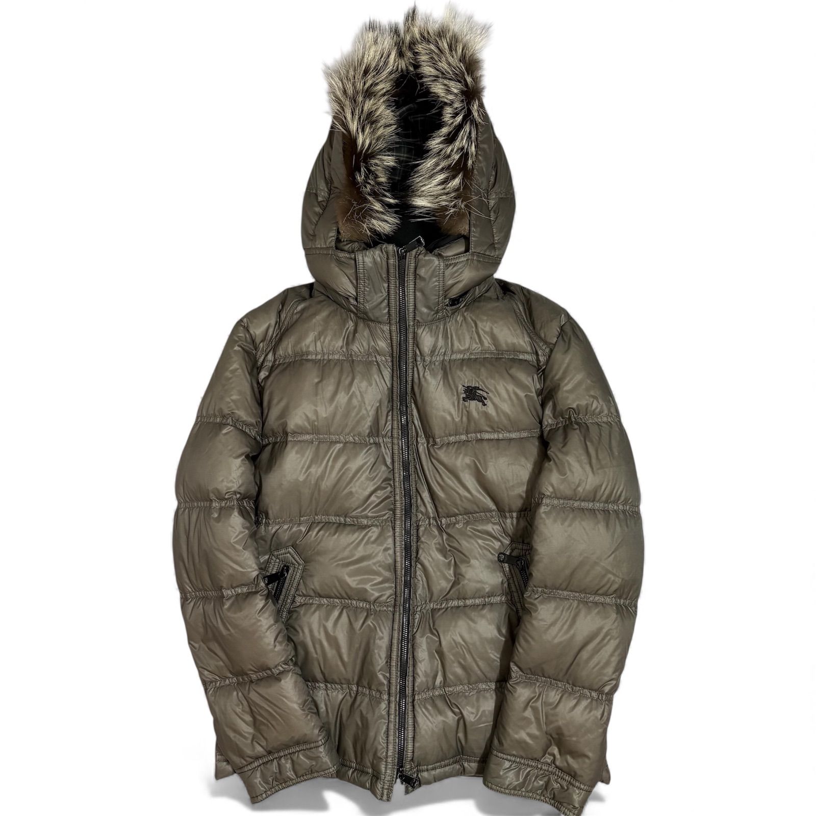 バーバリーブラックレーベル タヌキファー ダウンジャケット ノバチェック vectorpremium_081-102506240062