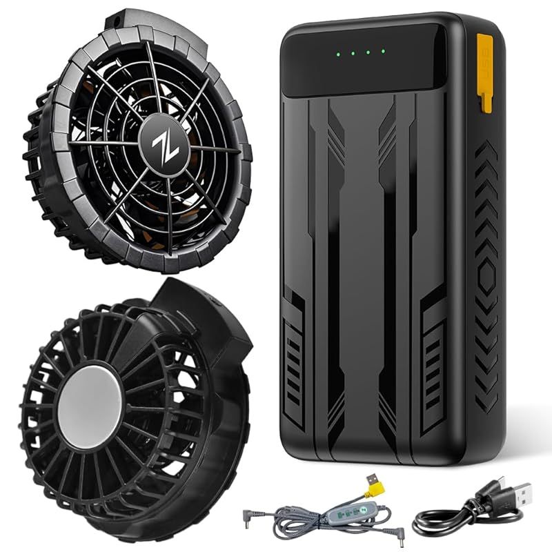 半導体急速冷却 ファンバッテリーセット 世界初 空調作業服用 41400 mAh バッテリー クリップ付き 夏モデル USB給電式 熱中症対策 PSE認証済 90 mm服穴径対応 日本語取扱説明書