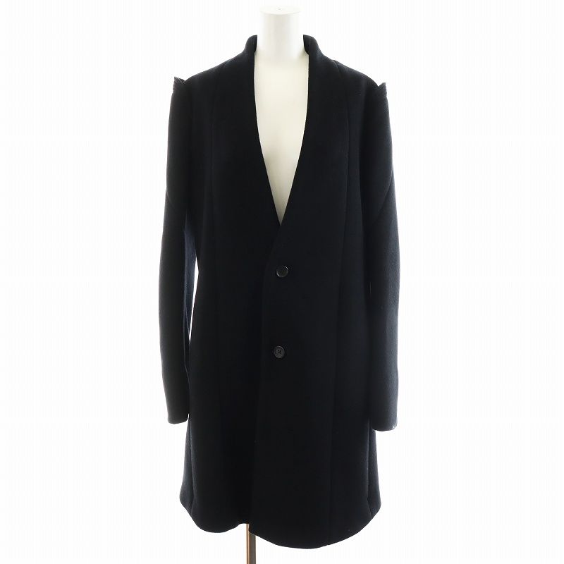 日本製　カシミヤ混【divka】ノーカラーウールコート　2 ディウカ divka ノーカラーコート ロング丈 アウター ウール カシミヤ