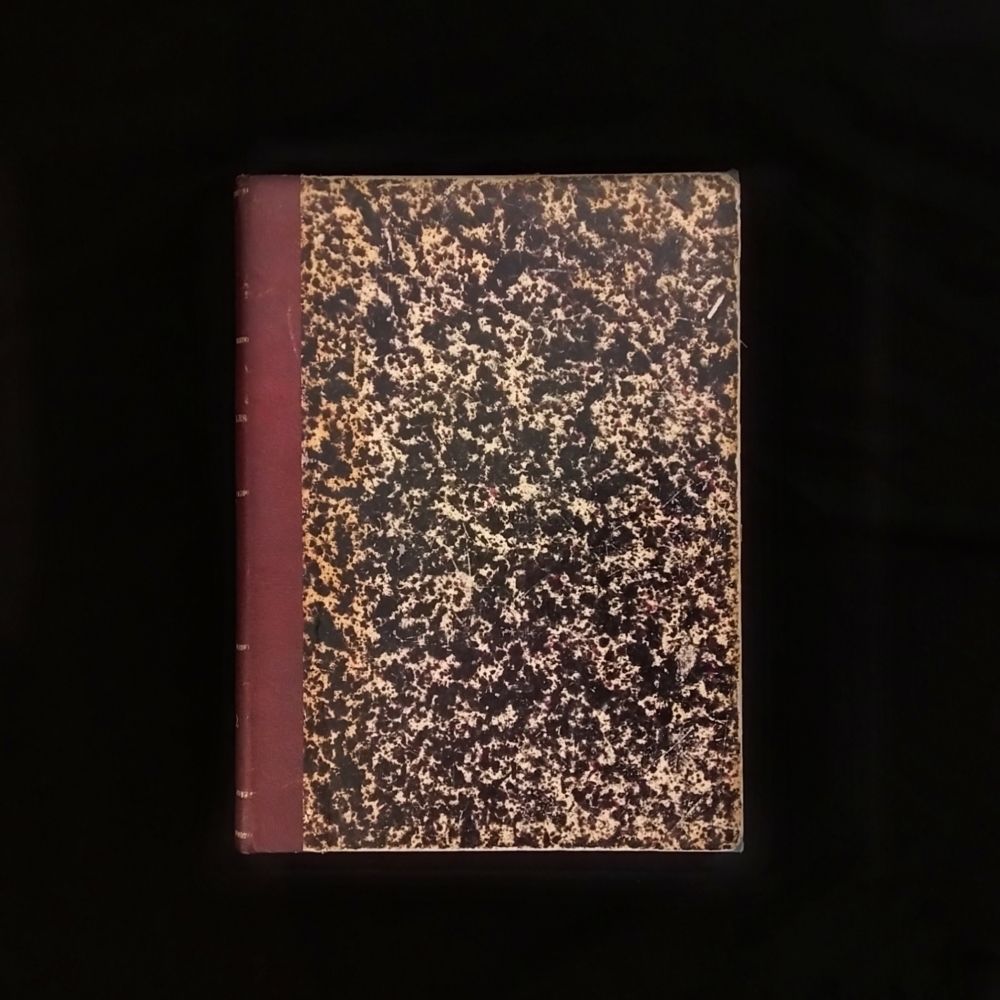 フランス アンティーク 政治文学雑誌 1892年 マーブル紙 革背表紙 古書 洋書 インテリア 大型本