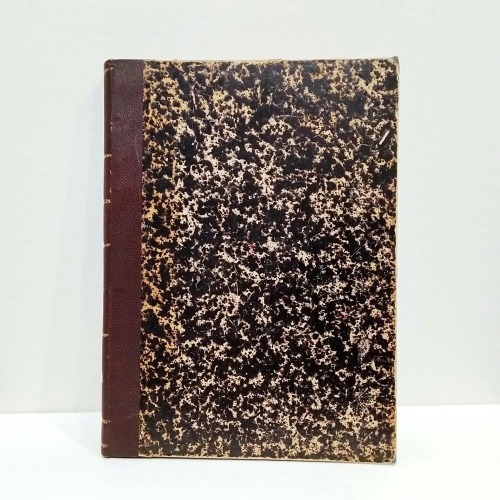 フランス アンティーク 政治文学雑誌 1892年 マーブル紙 革背表紙 古書