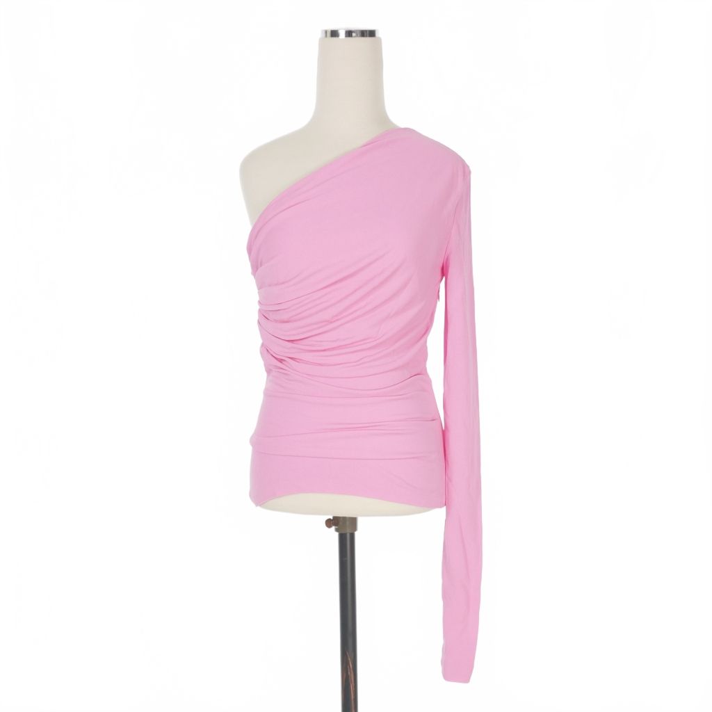 【中古】ディースクエアード 23AW レーヨン カットソー ブラウス アシンメトリー 長袖 XS ピンク S72NC0966 国内正規 ディースクエアード DSQUARED2 23AW レーヨン カットソー ブラウス