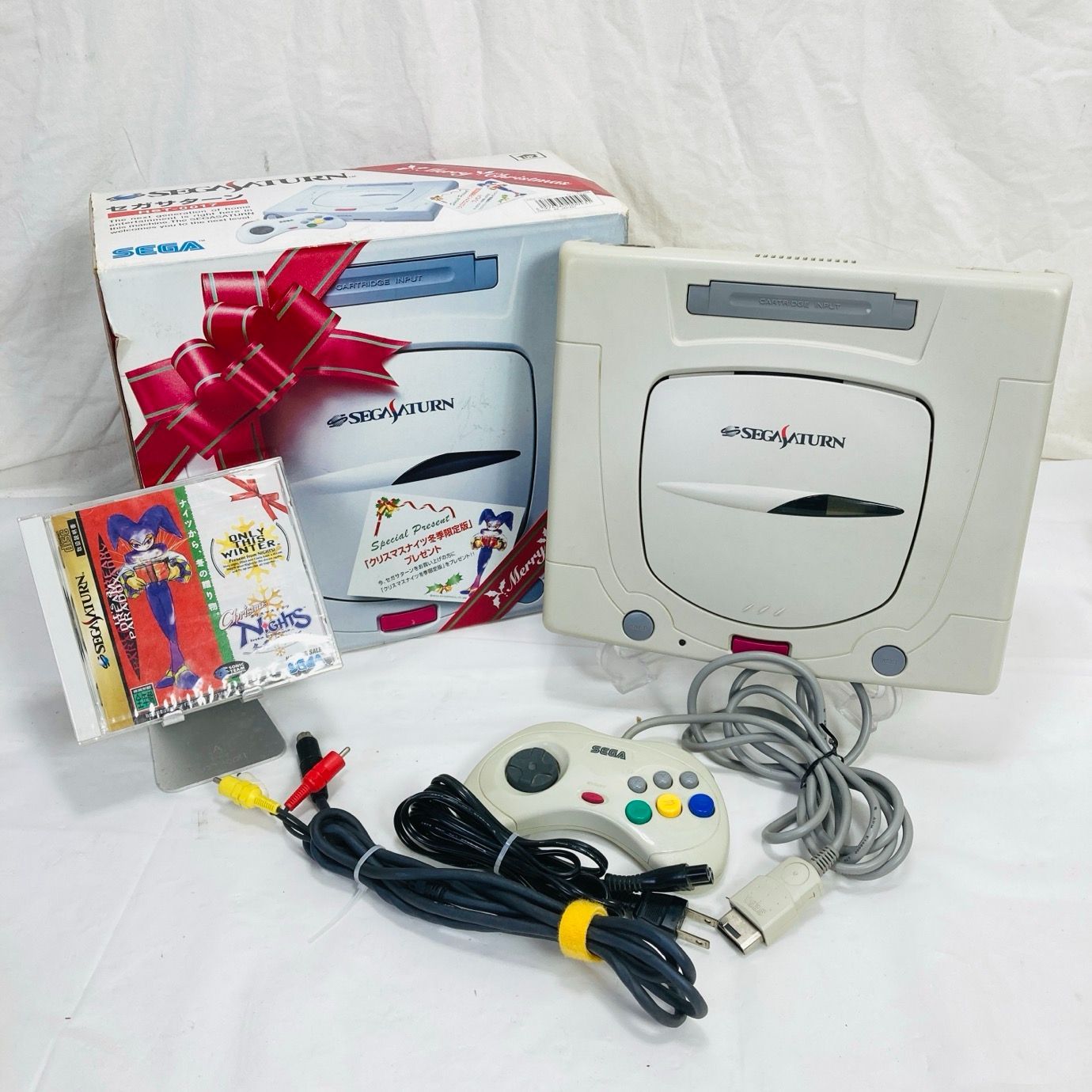 元箱 セガサターン 本体 ホワイト パック コントローラー 動作品 シリアル番号一致 ソフト付き ナイツ