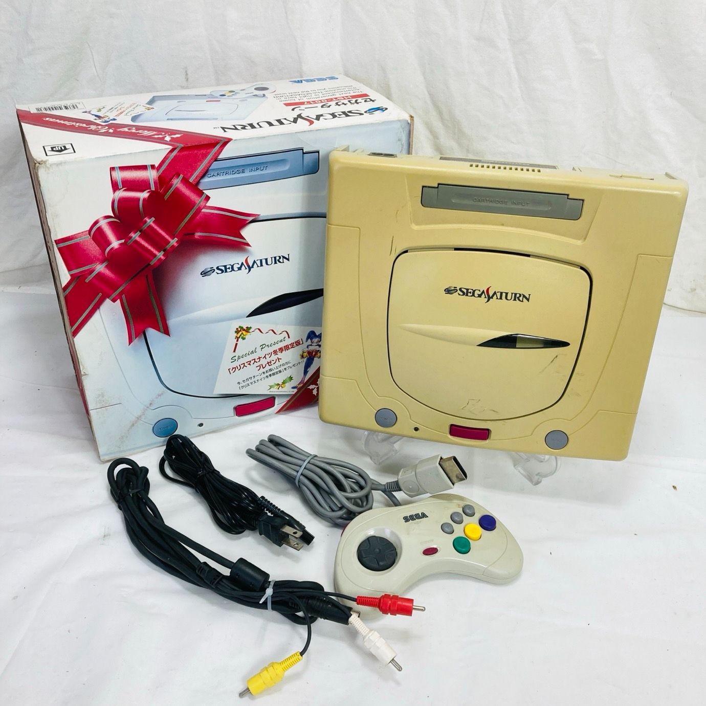元箱 セガサターン 本体 ホワイト パック コントローラー 動作品 シリアル番号不明 ソフト
