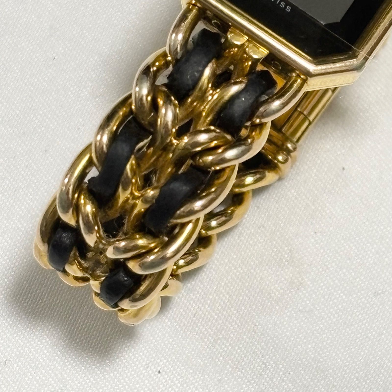  CHANEL シャネル プルミエール クォーツ腕時計 ブラック×ゴールド 電池切れ 動作未 品 品扱い 腕時計(クォーツ) 腕時計(アナログ)