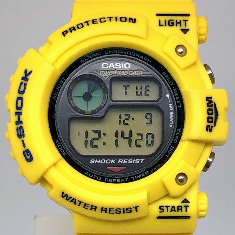G-SHOCK ジーショック DW-6300-9 FROGMAN 初代フロッグマン イエロー 国内モデル 潜水蛙刻印 グリーン豆球 1994年 ...