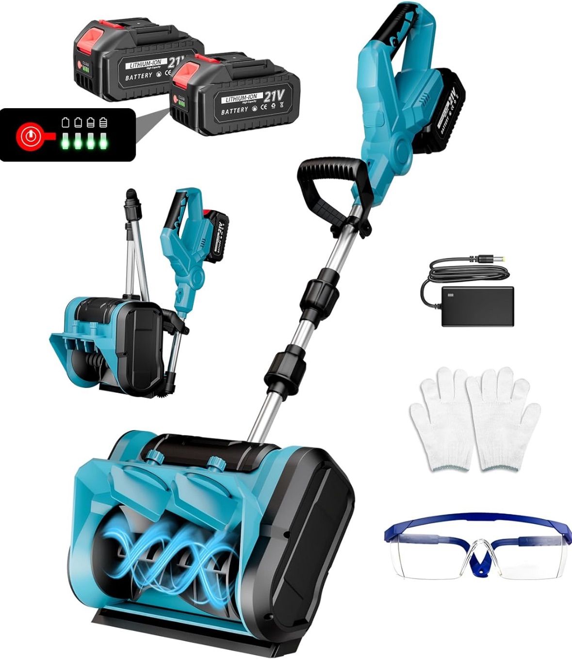 除雪機 電動除雪機 家庭用 除雪器具 21 v電池互換 4.0 Ahバッテリー 2025最新強化版 強力除雪 除雪方向を360度左右調整 除雪スコップ 手持ち式 コードレス折畳み雪掻き 電動投射距離8 m 除雪幅30 cm 除雪高20 操作簡単