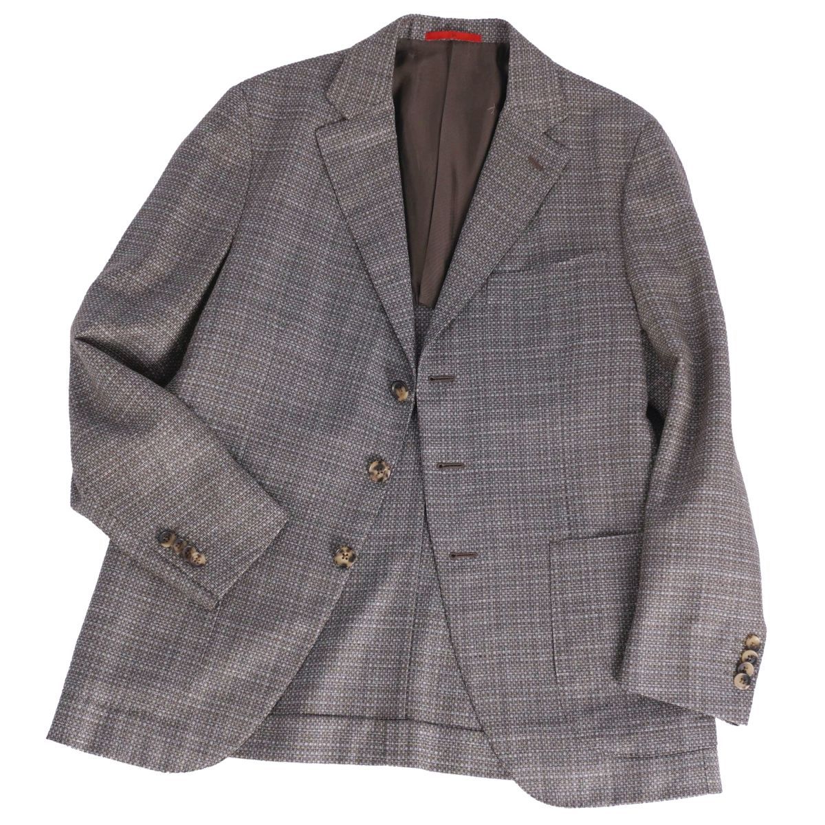 美品【イタリア製】イザイア　シルク リネン　テーラードジャケット　本切羽 美品 イザイア ISAIA ジャケット テーラード ウール リネン アウター