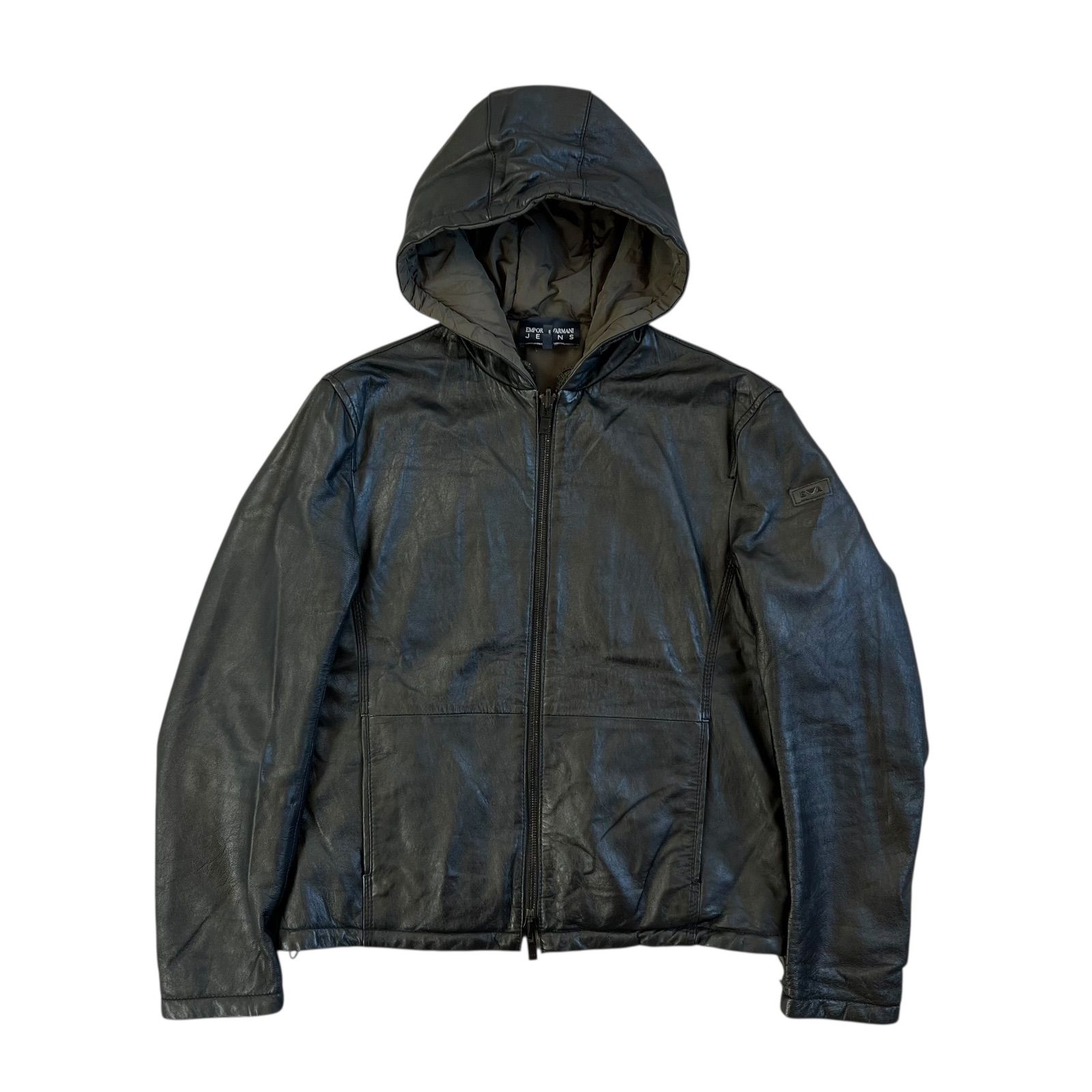 アルマーニ ラムレザー リアルファー フード付き リバーシブル 中綿ジャケット アルマーニ ラムレザー リアルファー フード付き リバーシブル 中綿