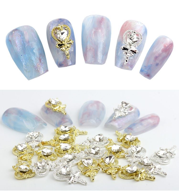 ネイルパーツ ハンドメイド レジン ハート ストーン リボン 魔法少女風