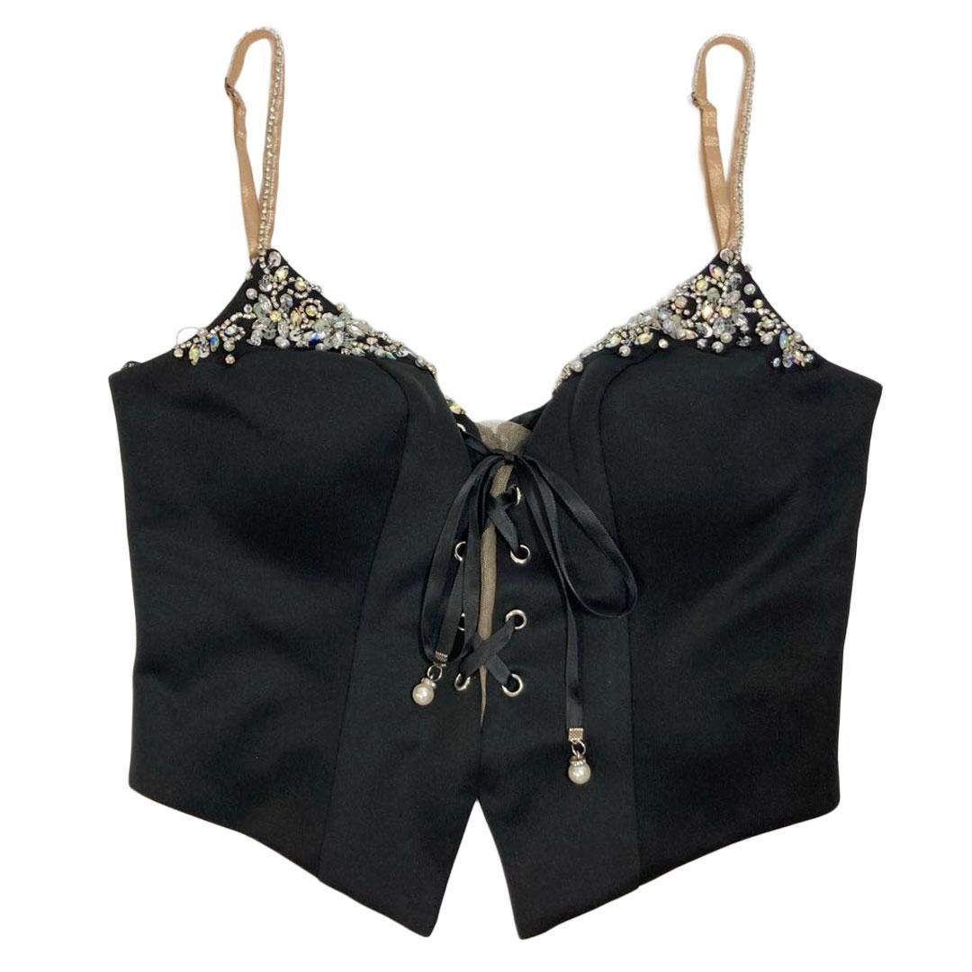 エンジェルアール バストポケットビジューレースアップセパレートタイトマイクロミニドレス