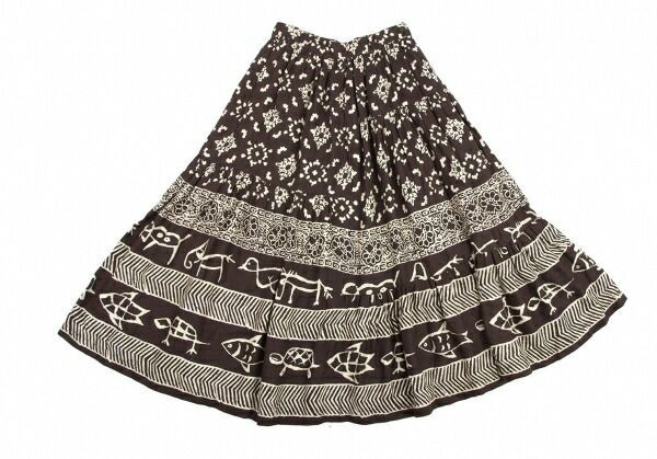 イッセイミヤケISSEY MIYAKEI.S. 花柄レーヨンウールスカート 焦げ茶M