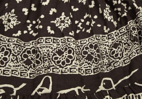 イッセイミヤケISSEY MIYAKEI.S. 花柄レーヨンウールスカート 焦げ茶M