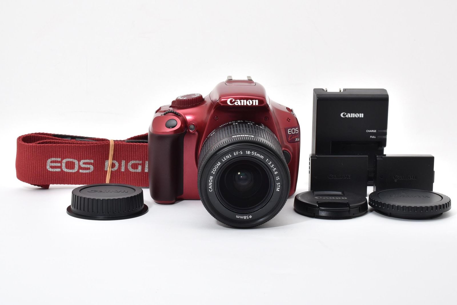 Canon EOS Kiss X50 レンズセット レッド デジタル一眼カメラ EOS キヤノン デジタル一眼 Canon Kiss X50 レンズキット レッド 中古