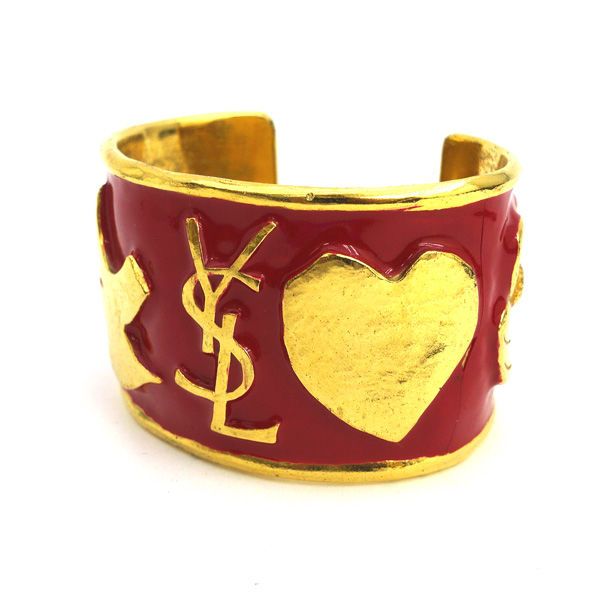 レッド ゴールド装飾 バングル YVES SAINT LAURENT / イブサンローラン ◇エナメル バングル レッド