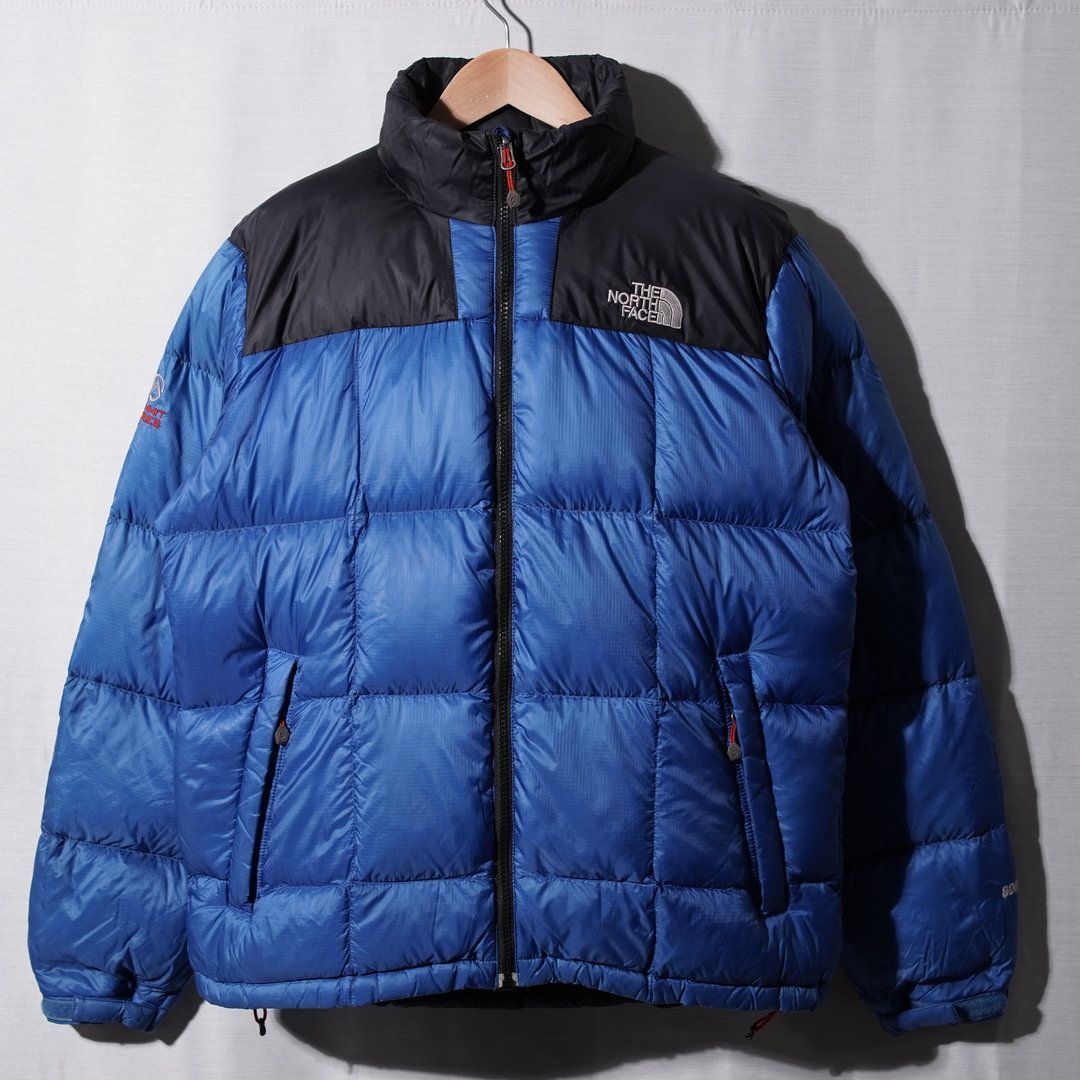 ノースフェイス THE NORTH FACE ダウンジャケット M サミットシリーズ SUMMIT SERIES ブルー×ブラック 800フィル ロゴ刺繍 PERTEX パーテックス テック系 オーバーサイズ ストリート Y 2 K 古着 Z 227