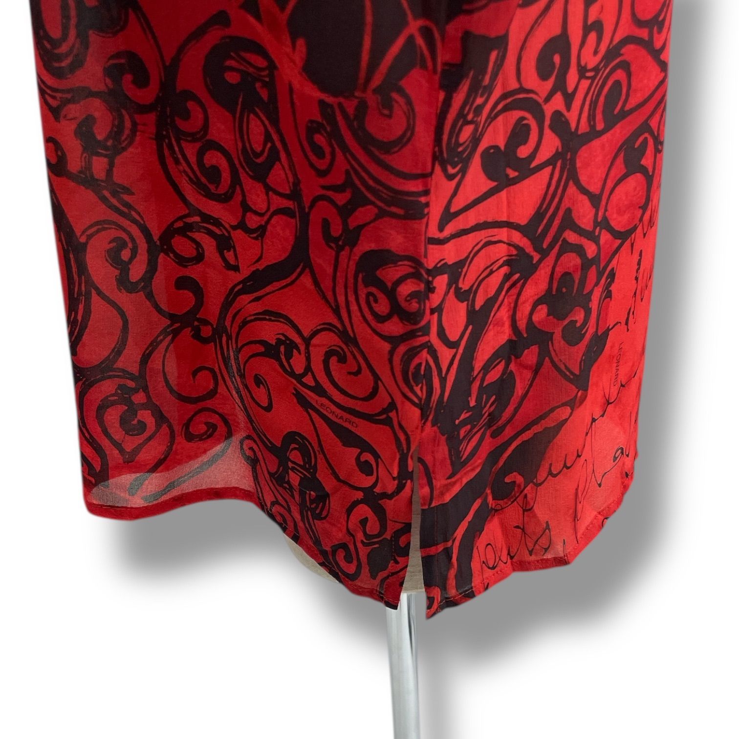 H256 美品 XL 13 レオナール ロゴ総柄 シルク混 JKT レディース LEONARD レオナール シルク混シャツ 長袖シャツ ブラウス トップス