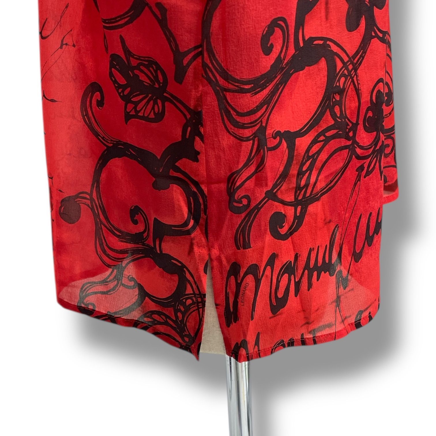 H256 美品 XL 13 レオナール ロゴ総柄 シルク混 JKT レディース LEONARD レオナール シルク混シャツ 長袖シャツ ブラウス トップス