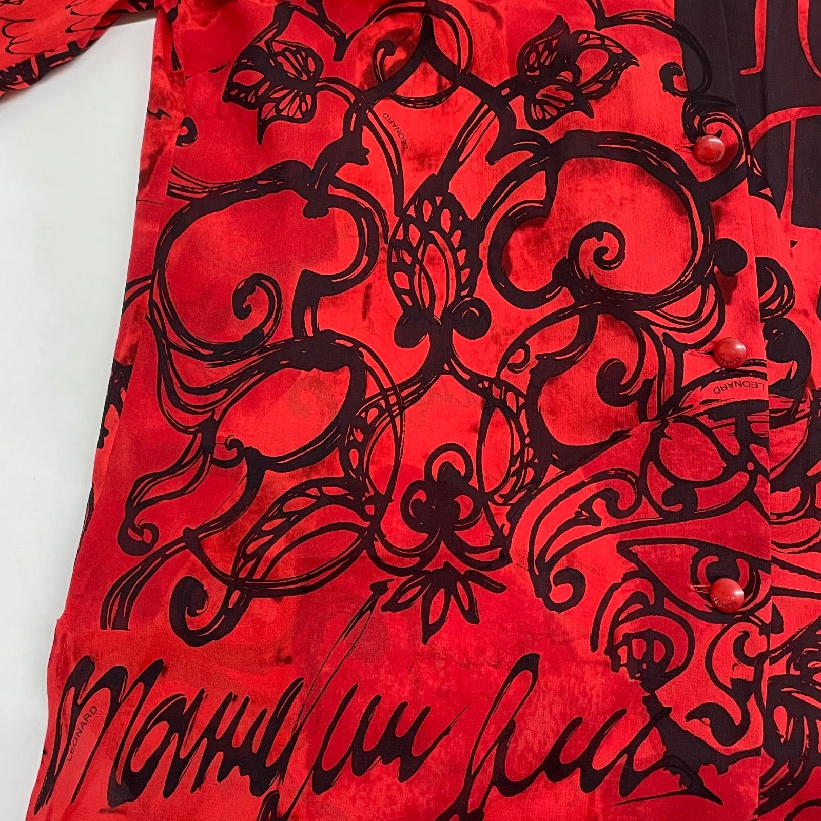 LEONARD レオナール シルク混シャツ 長袖シャツ ブラウス トップス