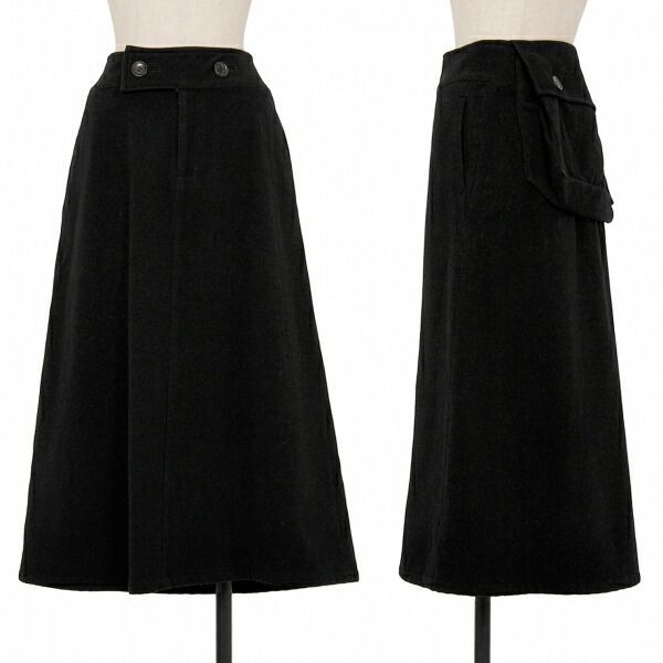 売れ筋 ワイズY's ウールバックポケットデザインスカート 黒M位