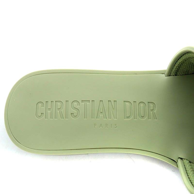 【中古】クリスチャンディオール Christian Dior DIOREVOLUTION サンダル フラット ベルクロ ラバー 34 21cm カーキ クリスチャンディオール Christian Dior DIOREVOLUTION サンダル