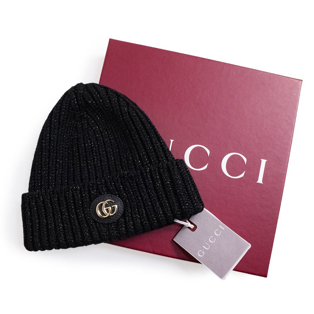 グッチ ダブルG リブニット ラメ ハット ニットキャップ ニット帽