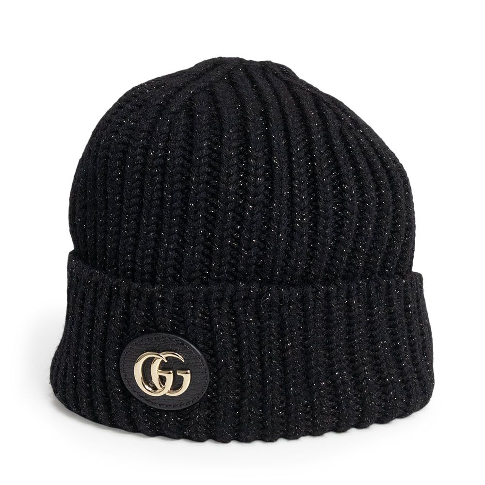 専用　　GUCCI ニット帽 グッチ ダブルG リブニット ラメ ハット ニットキャップ ニット帽