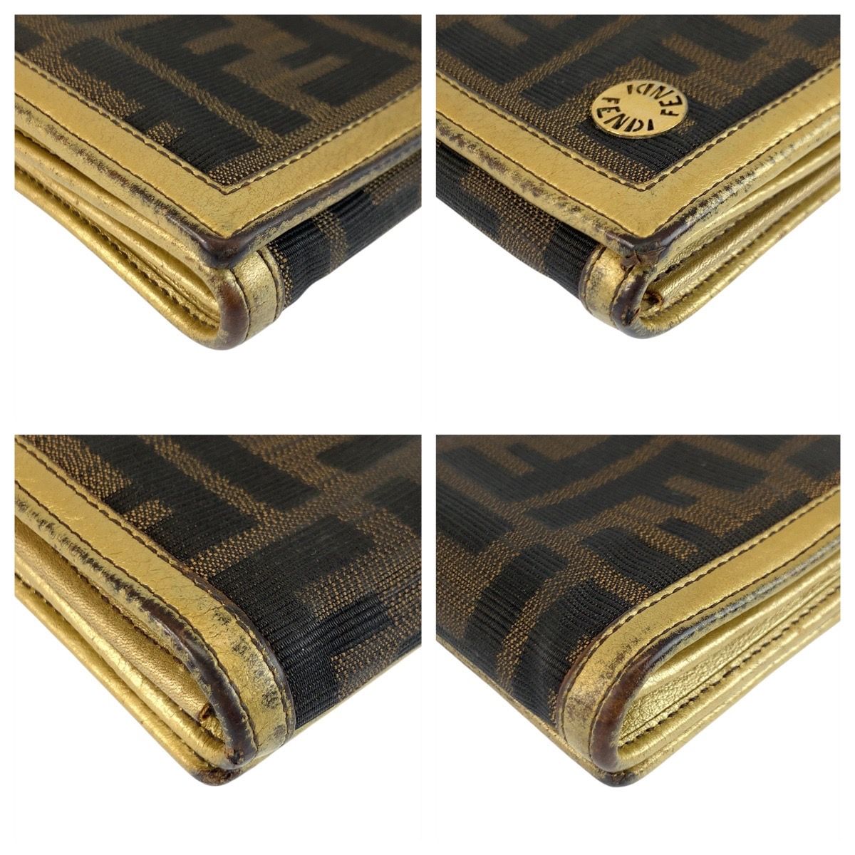 FENDI フェンディ ズッカ ブラウン ゴールド キャンバス 2270-8M0000