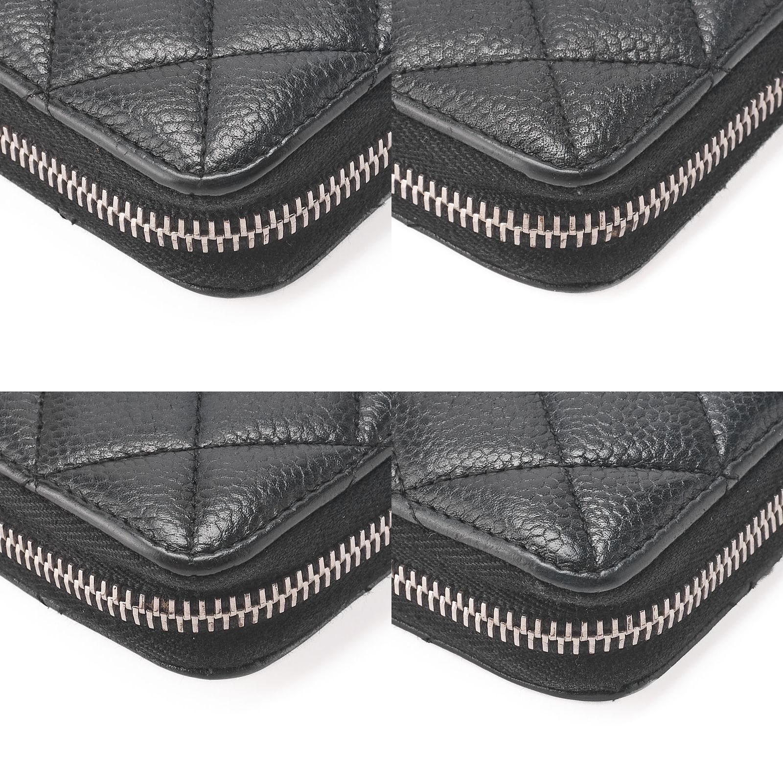 CHANEL シャネル マトラッセ ラウンド長財布 キャビアスキン 黒