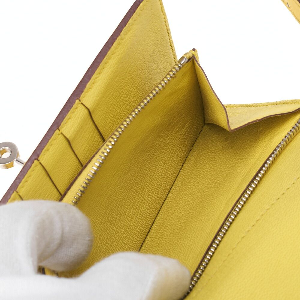 HERMES エルメス ケリーウォレット 2つ折り長財布 ミディアム オーストリッチ ジョーヌナプル JanueNaples シルバー金具 レディースウォレット レディース長財布 ボトムス その他 