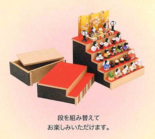 錦彩 花かざり雛 七段飾り 化粧箱入り 目～大幅値引き対象商品 陶器 置物 ひなまつり 雛祭り 飾り段は3分割 5段と2段に組み替え