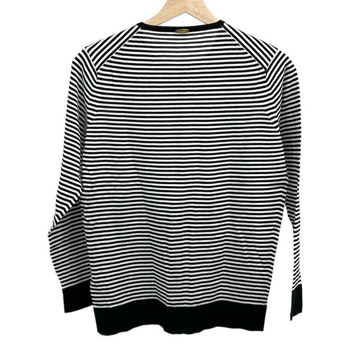 MUSE de CLASSE ミューズデドゥーズィエムクラス カーディガン サイズ38 M レディース - 黒×白 長袖 ボーダー