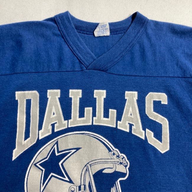 80s logo7 ロゴ game ゲーム シャツ フットボール シャツ LOGO7 ゲームシャツ 80s vintage 80年代 七分袖 Vネック DALLAS