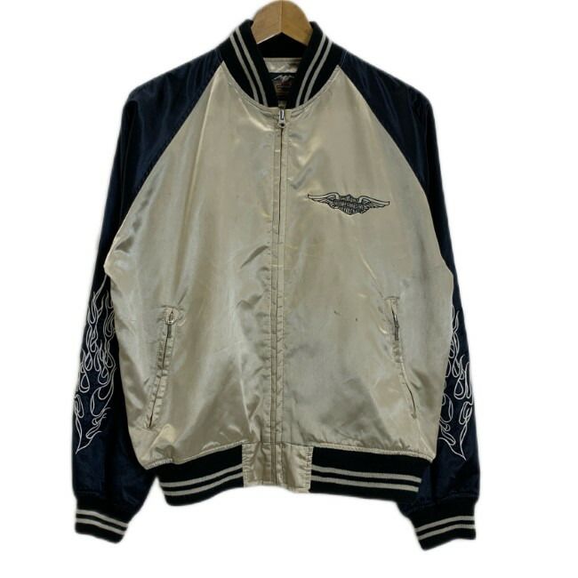 HARLEY-DAVIDSON スカジャン ブルゾン アウター ラグラン 両面刺しゅう