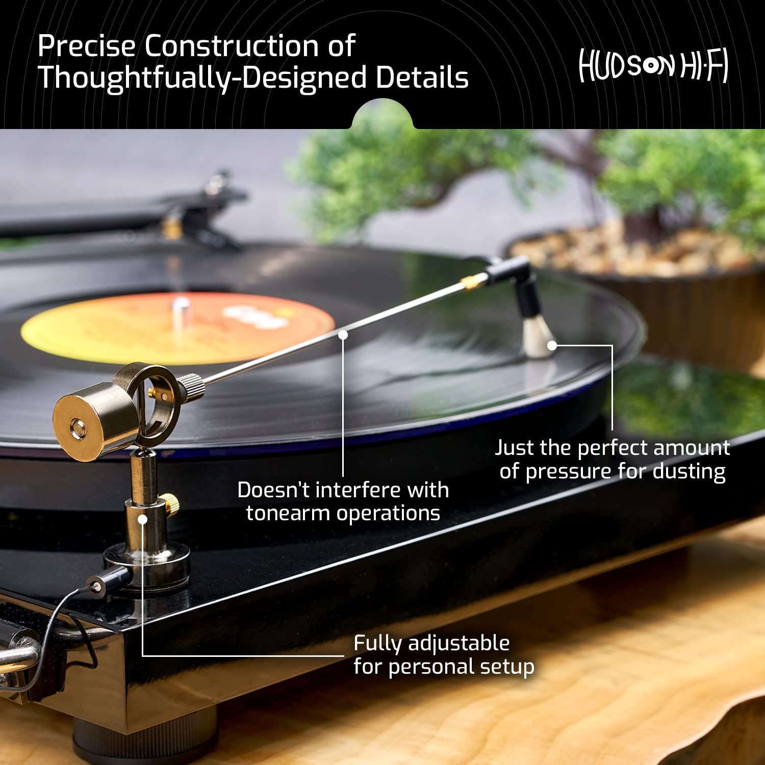 Hudson Hi-Fi ビニールレコードクリーナー 静電気防止ブラシ