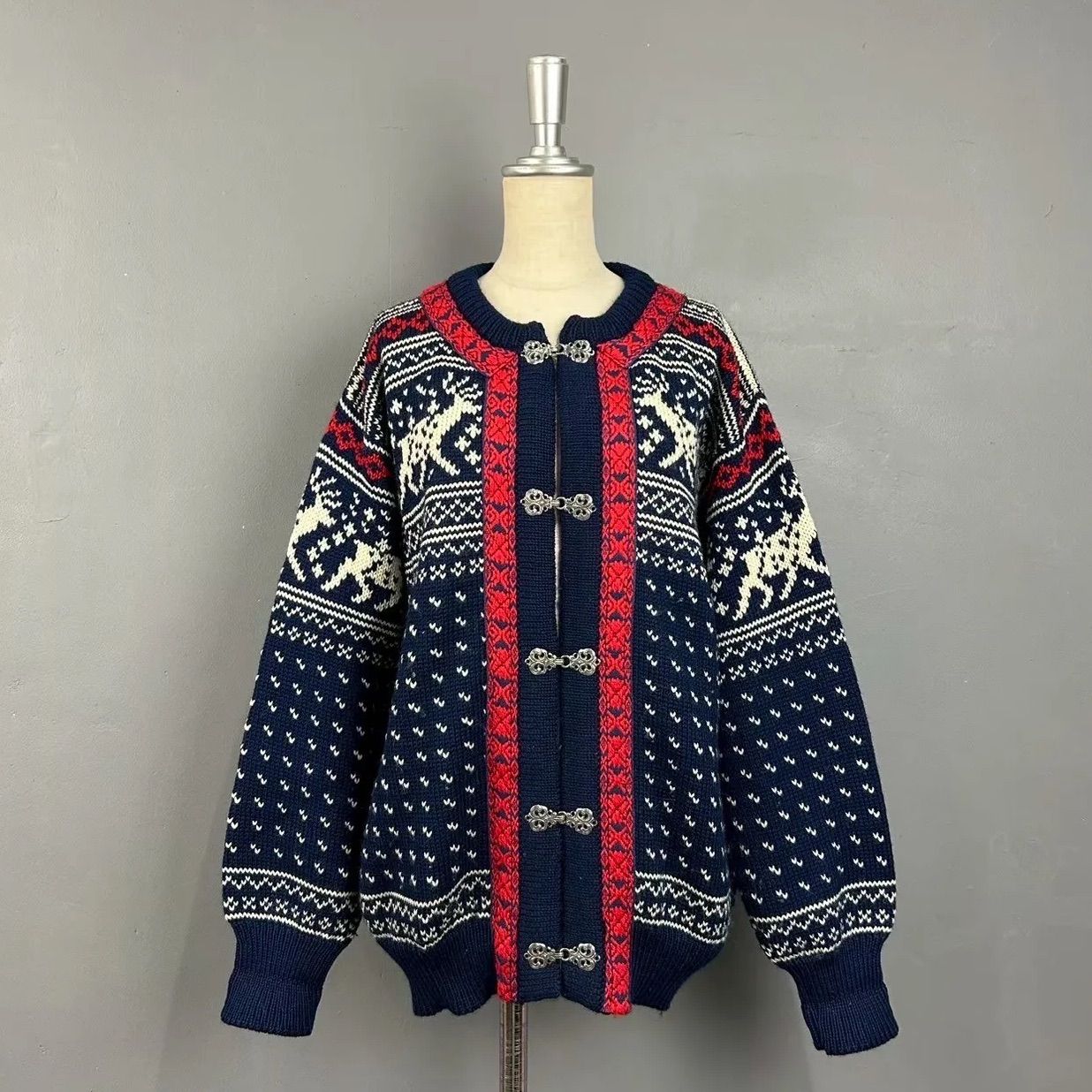 80 s Vintage DALE of NORWAY Wyss Sport ダーレオブノルウェイ Nordic Sweater ノルディックセーター チロリアンニット カーディガン ウール マルチ レディース ヴィンテージ ビンテージ