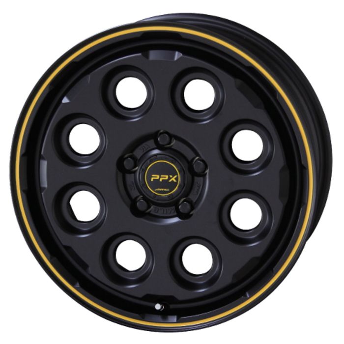 ホイール4本セット 16インチ 7 J 38 5 H 114 3 PPX MIL 8 セミグロスブラック イエローライン