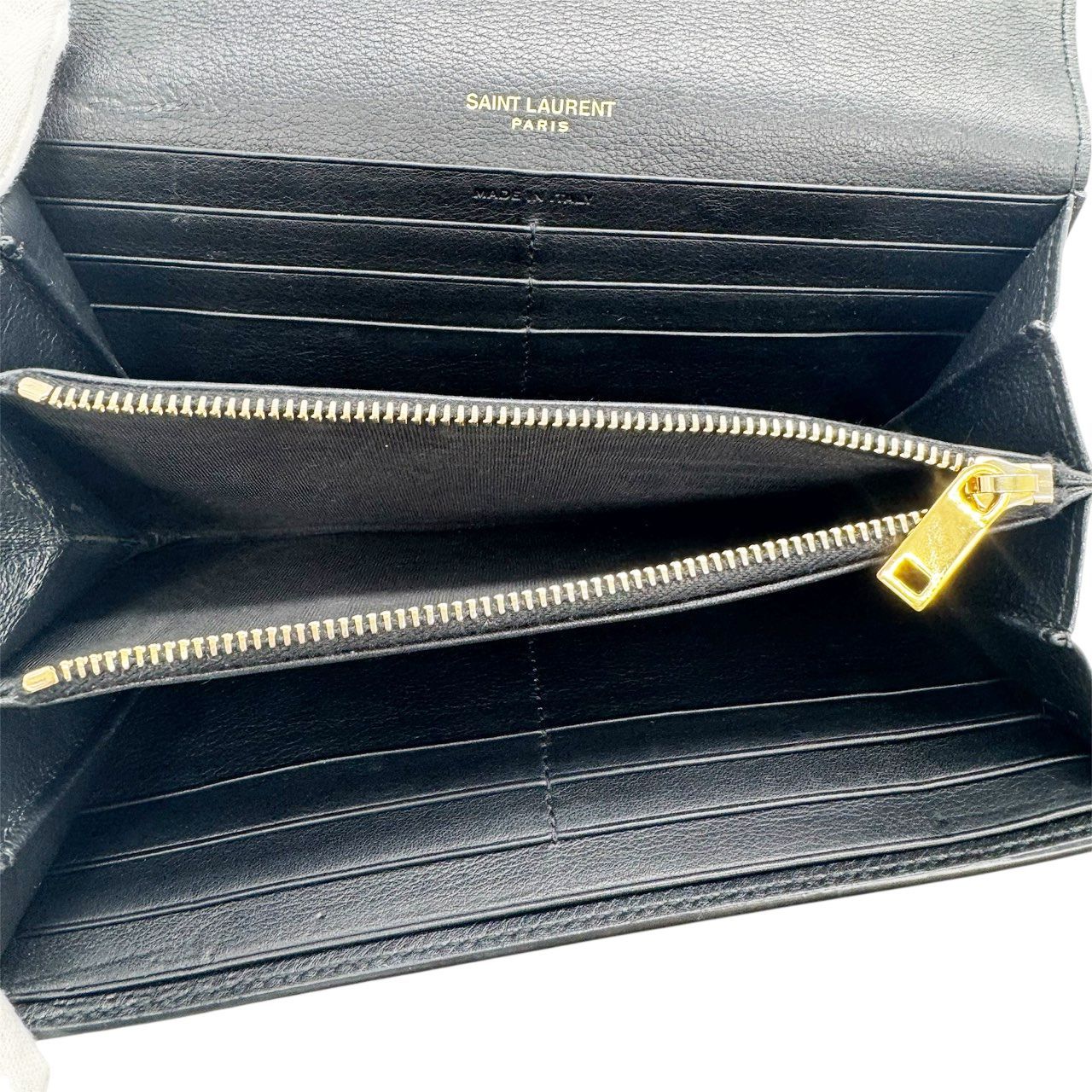 SAINT LAURENT サンローラン 長財布 レザー ブラック YSLロゴ G金具