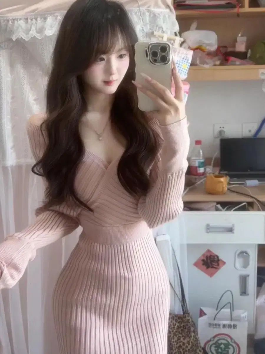 日本風クロスVネック スリム ニット ONE PIECE デイリーウェア