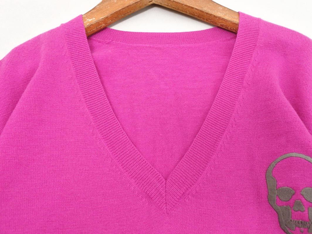 お値下げ‼️ルシアンペラフィネカシミアニット.美品 lucien pellat finet ルシアンペラフィネ カシミヤ100% Vネック スカル