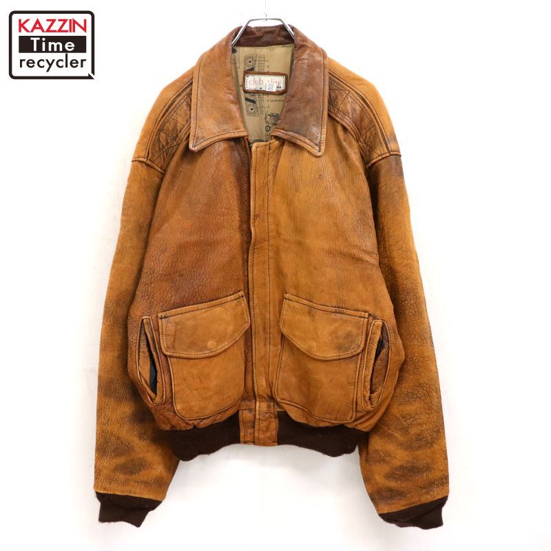 80s USA製 vintage BROOKS A-2タイプ レザージャケット メンズ 表記M