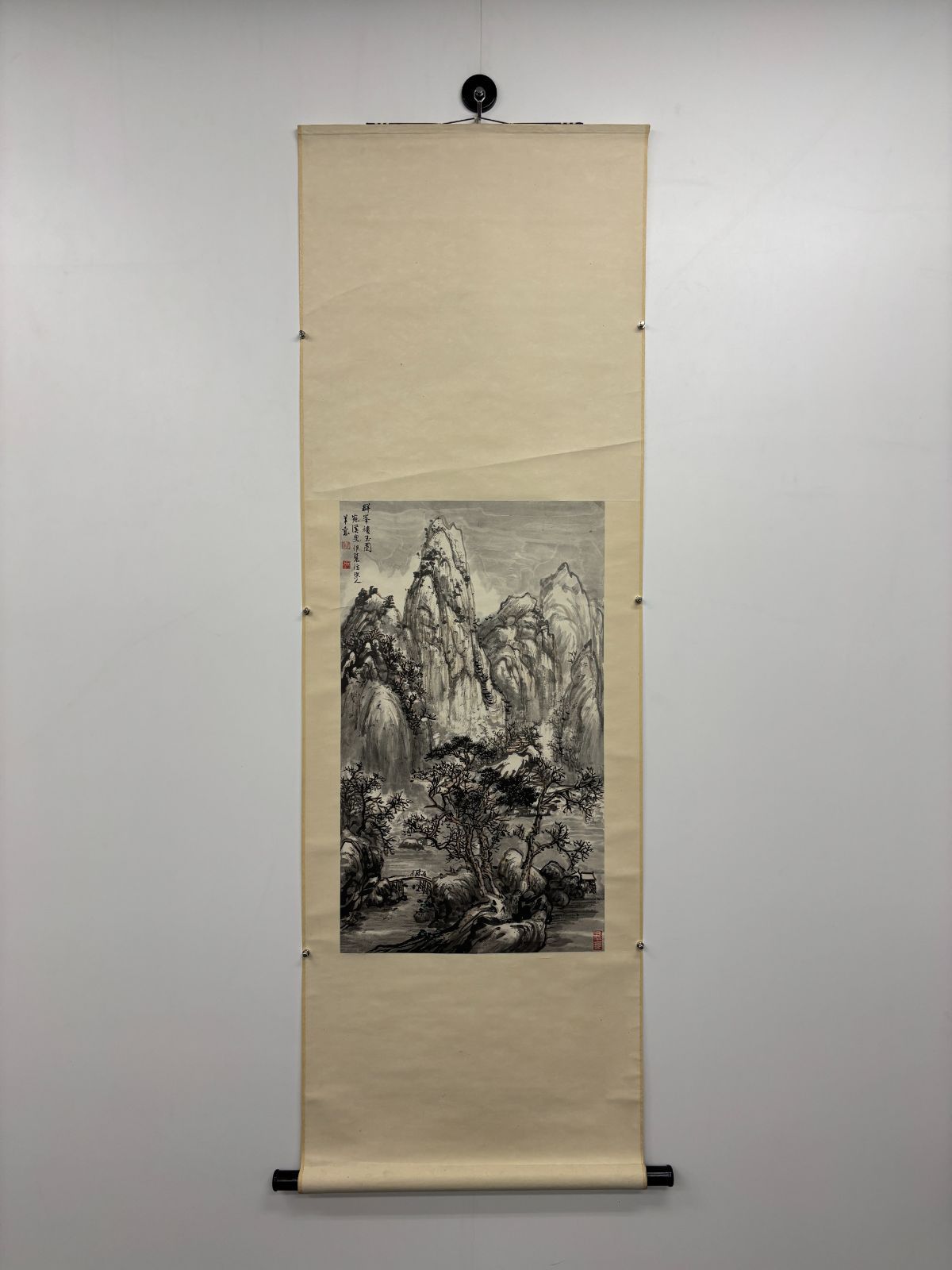 中国画 鄭伊農 作 雪景山水図 立軸 倣古作 和室|茶室 インテリア