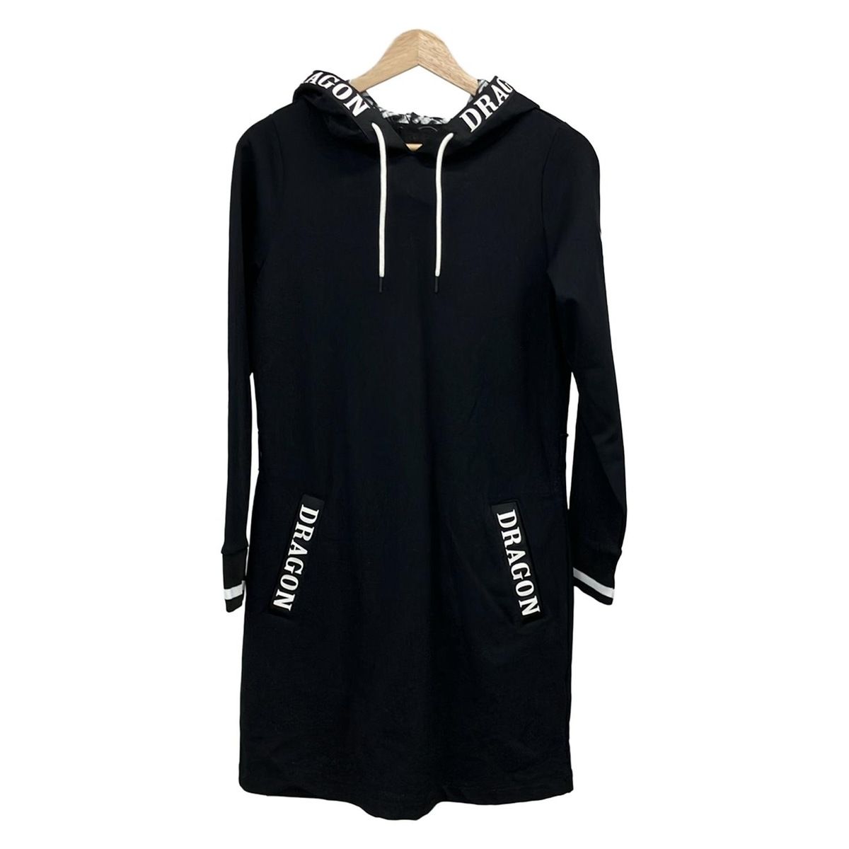 DANCE WITH DRAGON ダンスウィズドラゴン ワンピース サイズ2 M レディース 黒 白 長袖 ひざ丈