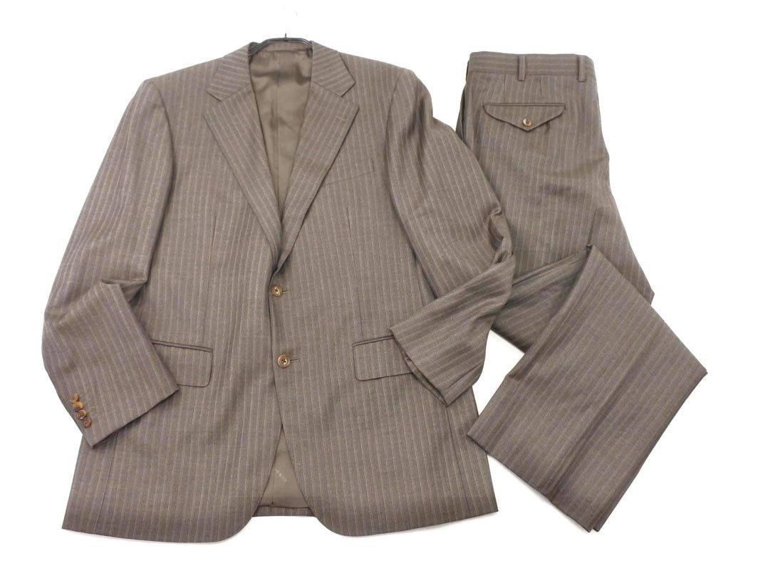 BURBERRY　バーバリー　グレー　ベージュ　スーツ　セットアップ　ジャケット BURBERRY バーバリー ウール混 ストライプ セットアップ ジャケット