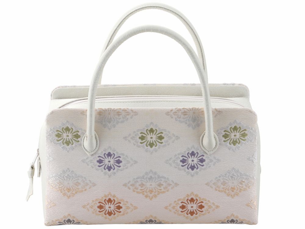 西陣織 帯地 正絹 利休バッグ 手提げ ハンドバッグ ベージュ系 ri-265-J