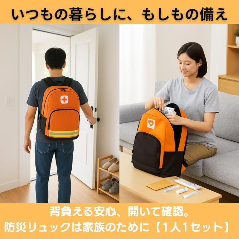 防災リュック 防災士監修 30点セット 軽量 保存食 保存水付き 非常用持ち出し袋 地震 台風 水害対策 男女兼用 緊急避難グッズ セーフティライフ