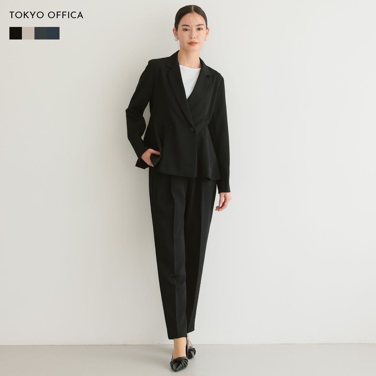 パンツスーツ セットアップ レディース ダブルボタン サイドフ ジャケット テーパードパンツ オケージョン 125606