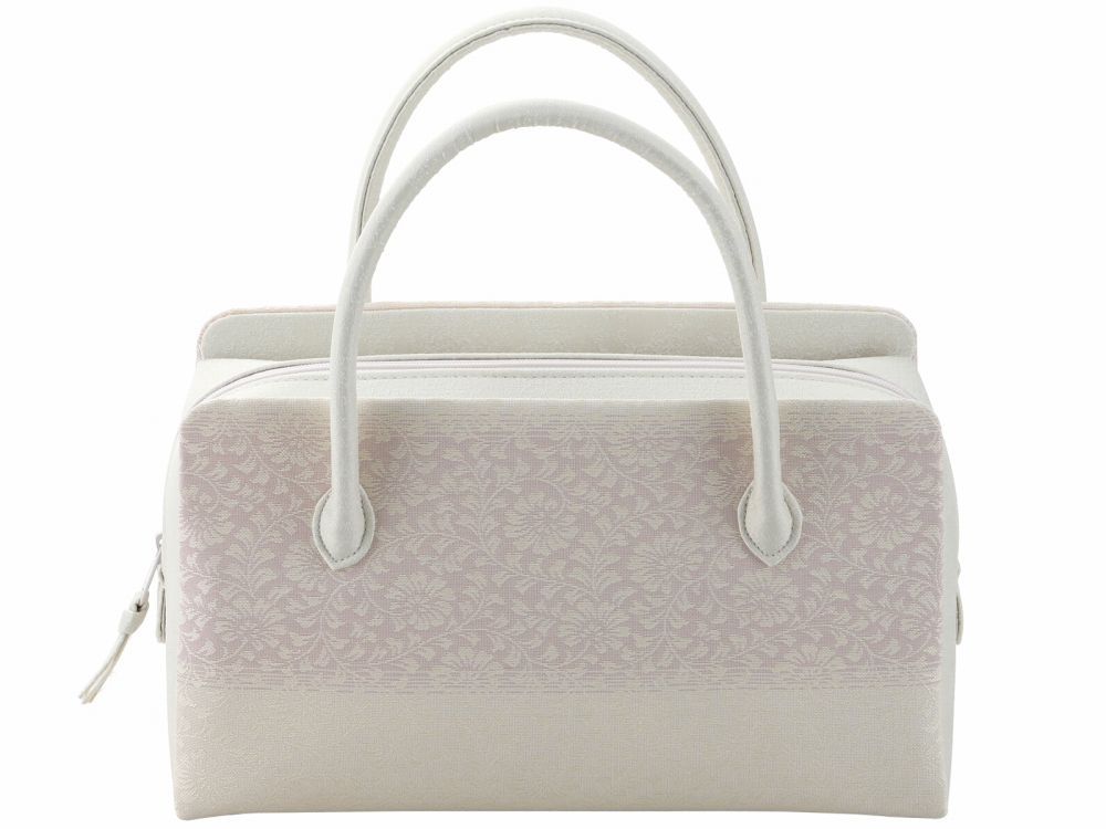 西陣織 帯地 正絹 利休バッグ 手提げ ハンドバッグ ベージュ系 ラベンダー ri-265-G