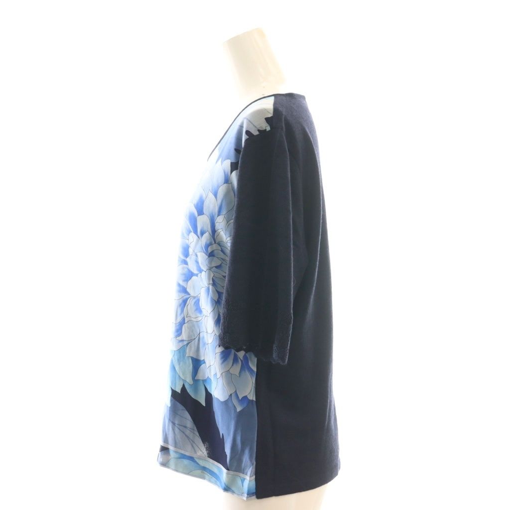 レオナール LEONARD ニット カットソー プルオーバー 総柄 花柄 シルク