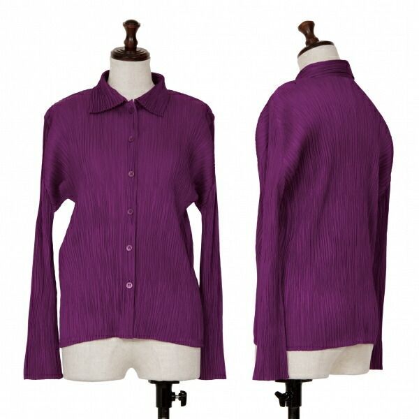 プリーツプリーズPLEATS PLEASE プリーツシャツ 紫3